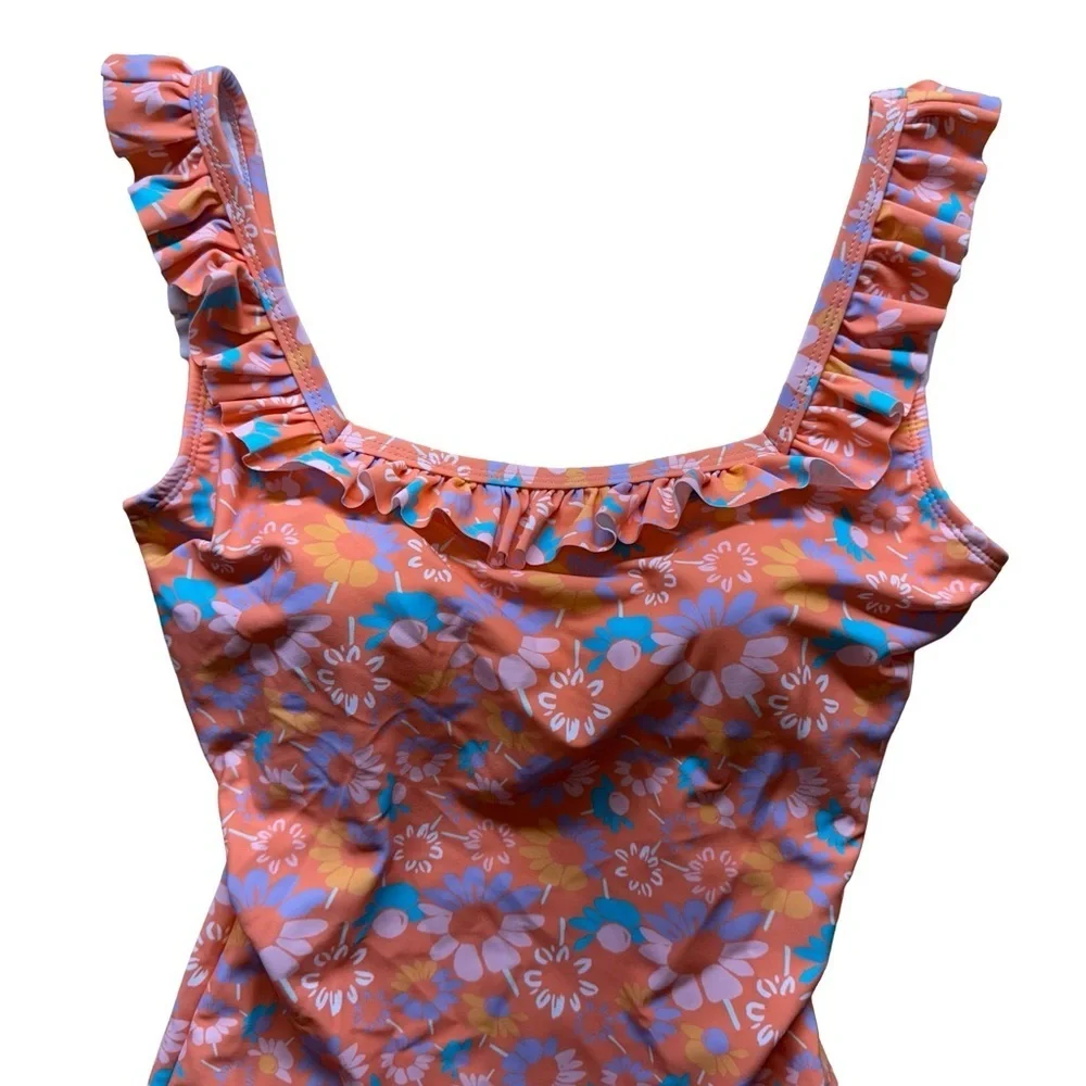 Ruffle Butts Vibrant Orange Floral One Piece